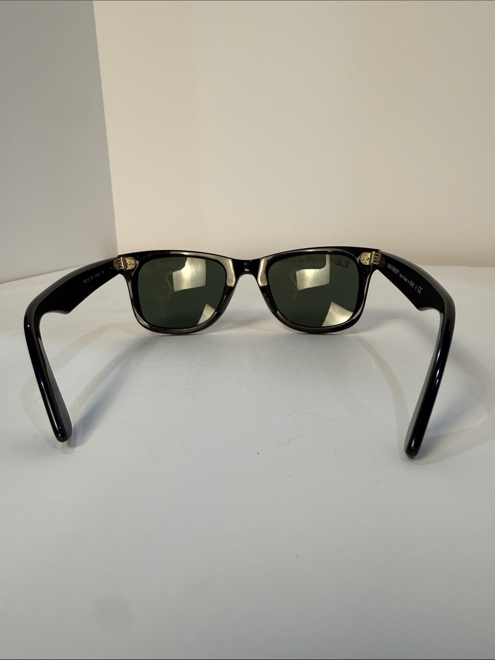 Vintage Ray-Ban Black Wayfarer Sunglasses with Green Lenses - Picture 4 of 16